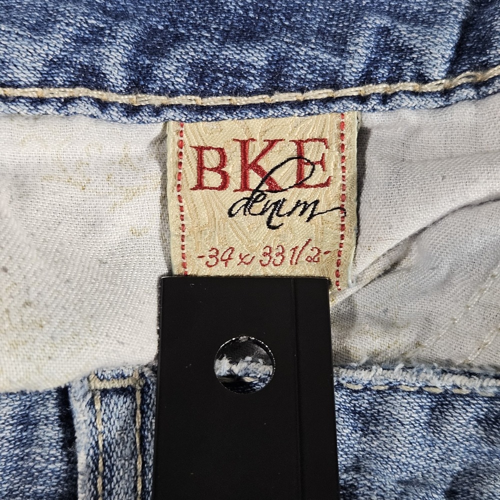 BKE Jeans Womens 34 x 31.5 Kate Light Wash Stretch Bootcut Denim Distressed - Picture 4 of 13